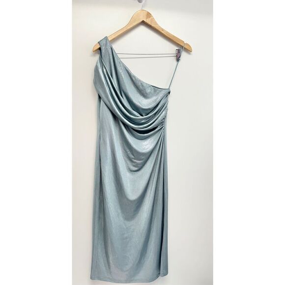 Lauren Ralph Lauren One Shoulder Metallic Jersey Midi Dress Size 6 NWT - Picture 8 of 12